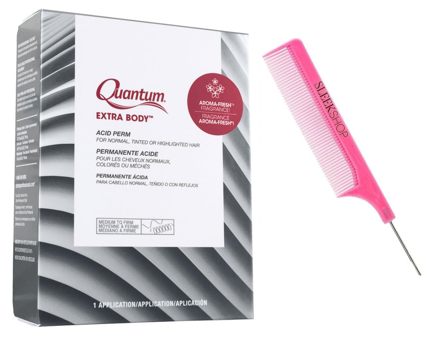 Zotoss QUANTUM EXTRA BODY Advanced Acid Perm for Normal & Tinted Hair – Medium to Fine Curls, Moisture-Shield Volume with Steel Pin Tail Comb