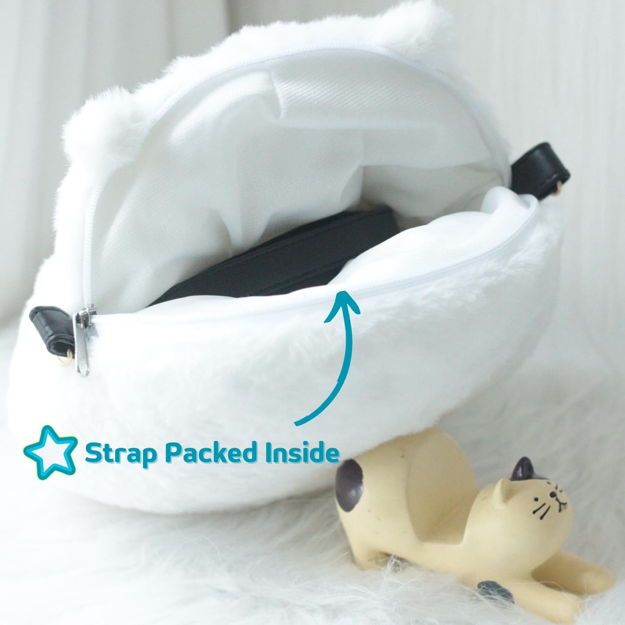 Uomieefy 8inch/20cm Gojocat Plush Bag - Anime Crossbody Plush Purse Stuffed Animal Cat Shoulder Bag Collectible Gift for Anime Fans