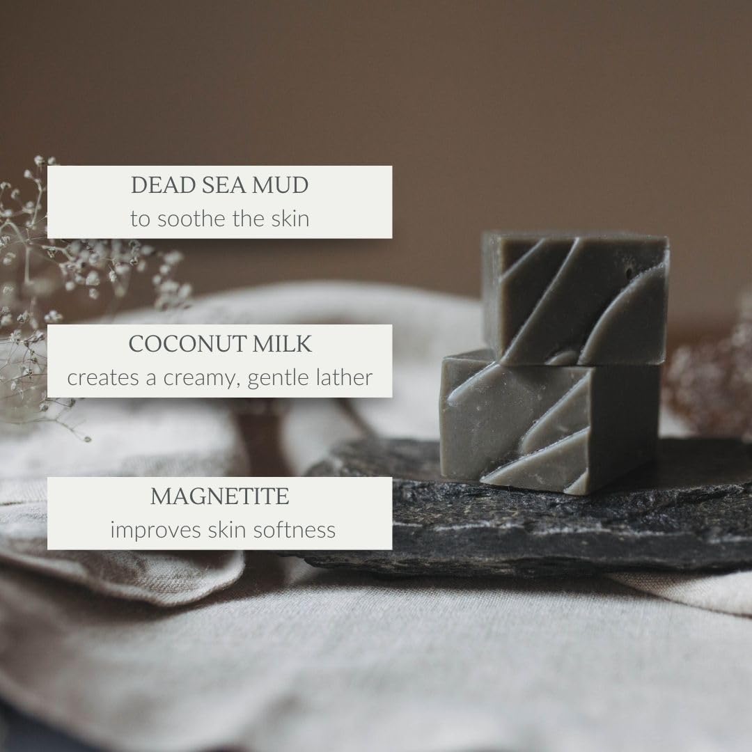 Osmia Skincare Natural Black Clay Facial Soap Bar – Dead Sea Mud, Jojoba, Mango Butter & Coconut Milk, Nourishing Clean Beauty, 2.25 oz