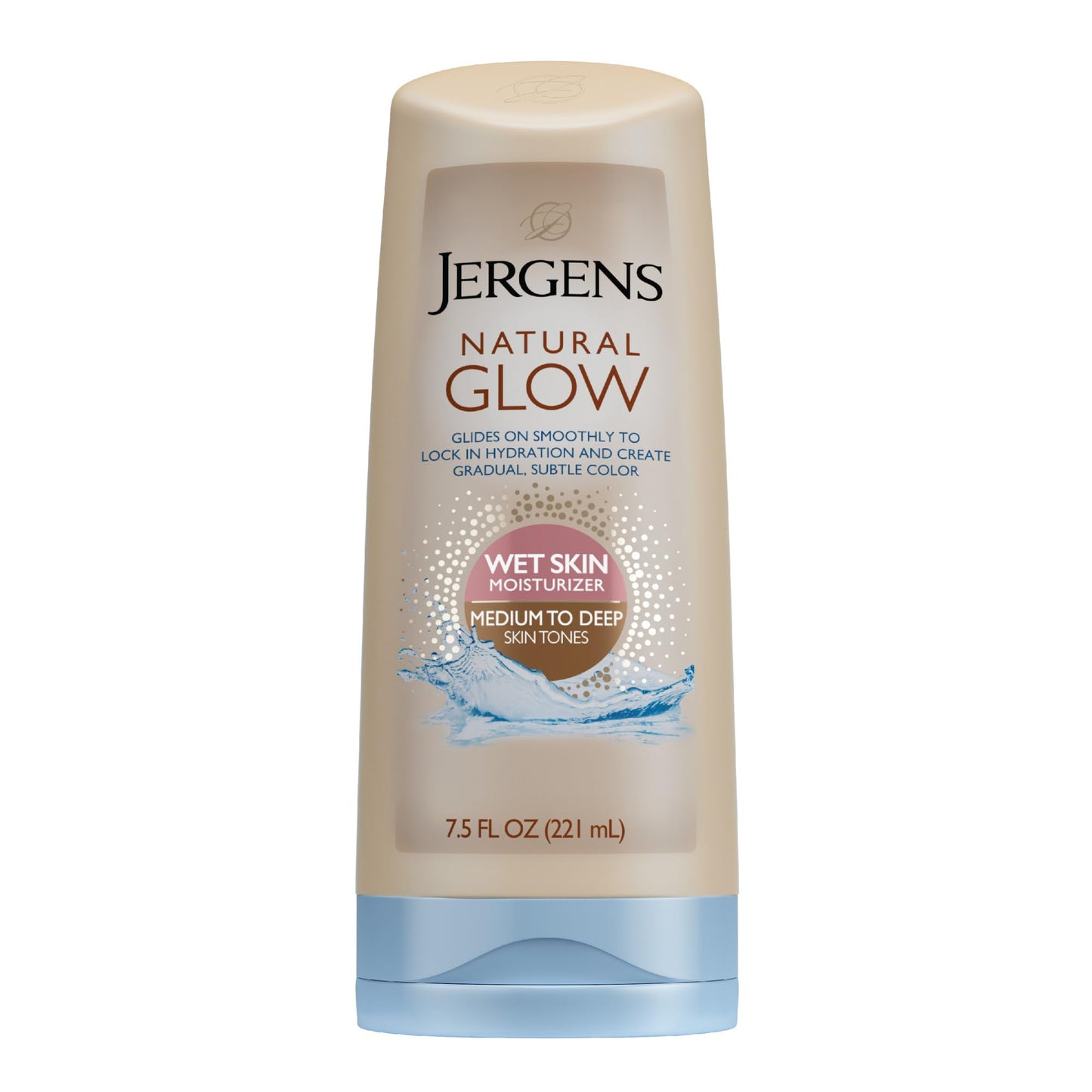 Jergens Natural Glow In-Shower Self Tanner Lotion for Medium to Deep Skin Tone - Gradual Sunless Tan, Hydrating Wet Skin Lotion, 7.5 oz