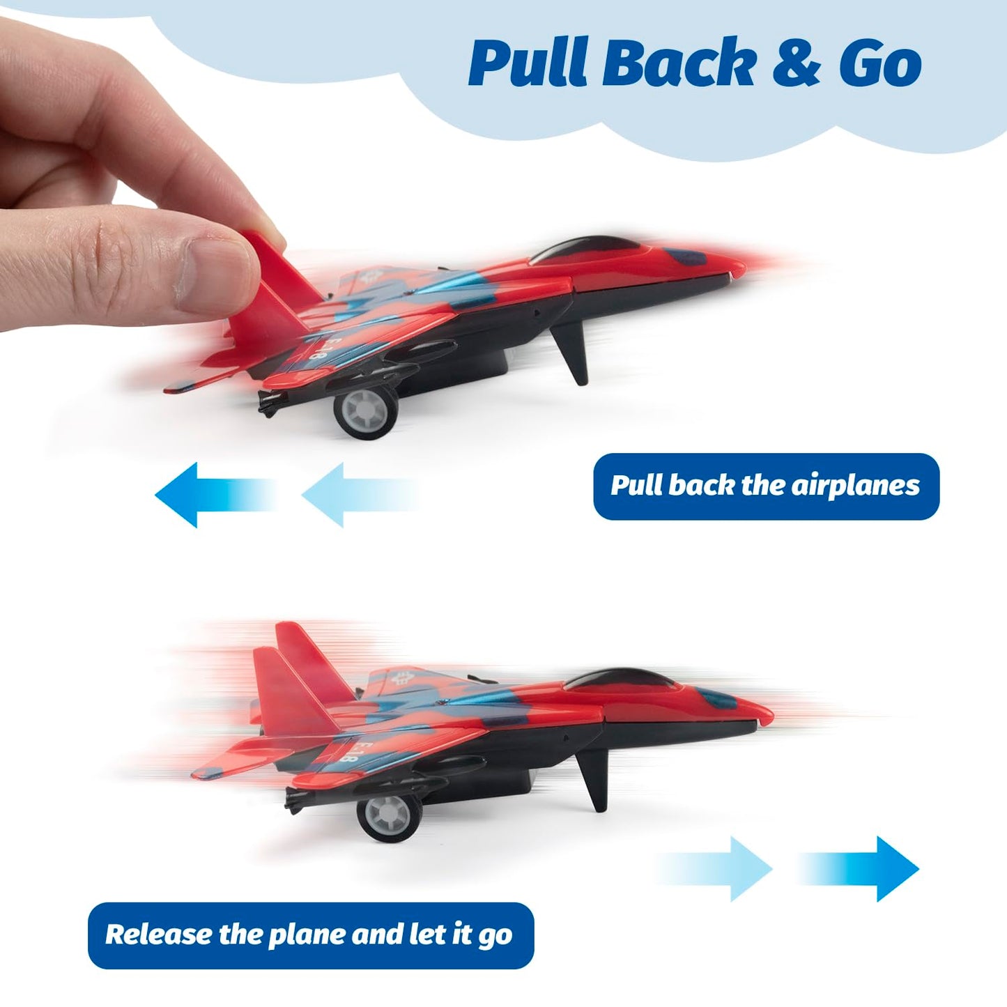 BOOJALOO 12-Pack Pull Back Airplane Toys | Fighter Jets Playset, Plane Party Favors & Kids Gifts for Boys 3+