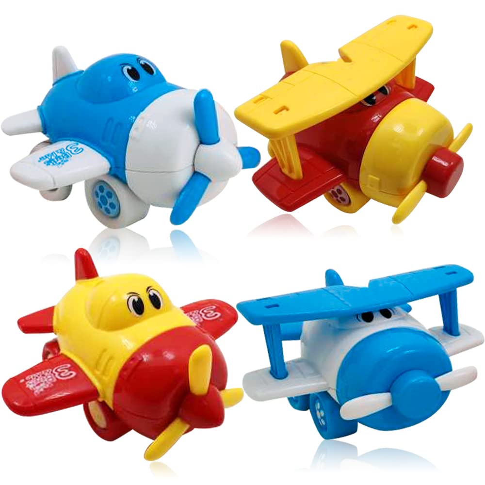 3 Bees & Me Airplane Toys - Set of 4 Toy Airplanes for Boys and Girls - Fun Toys for Toddlers & Kids - Colors May Vary