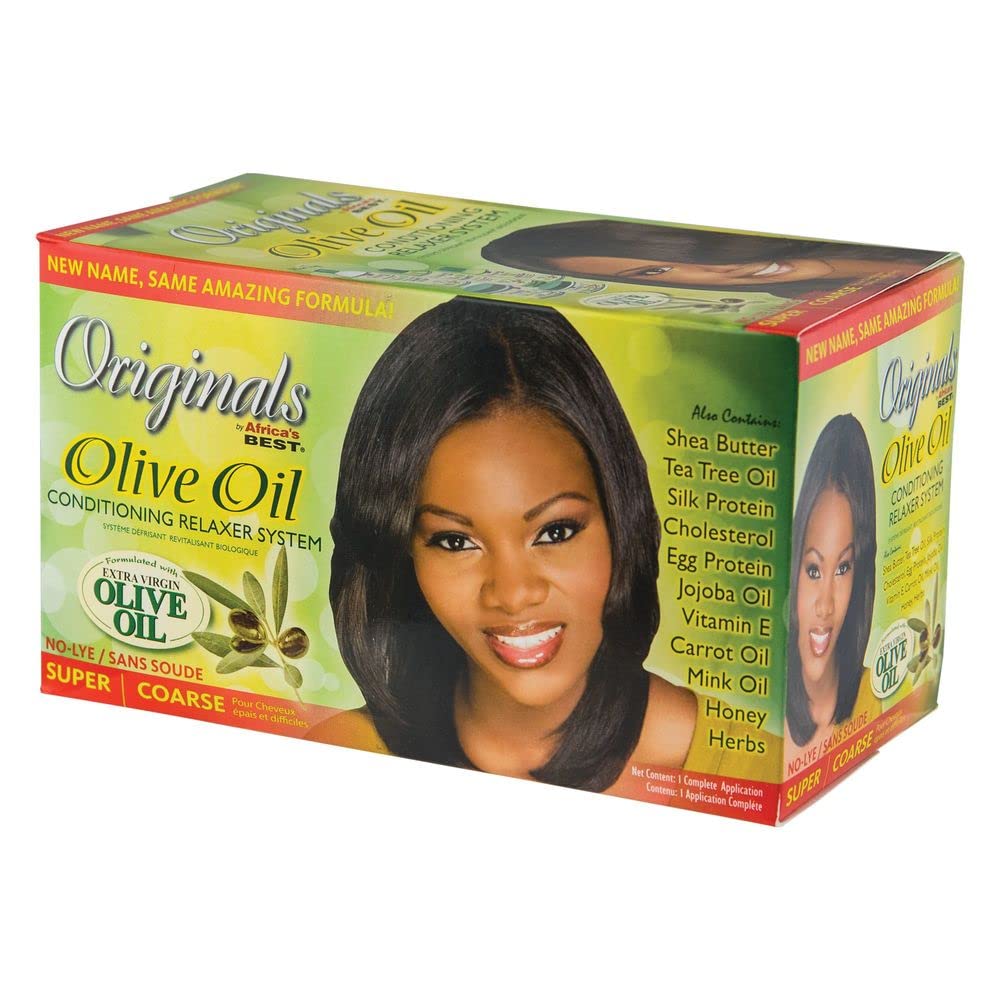 Originals by Africa's Best Olive Oil No-Lye Relaxer Kit Super/Coarse | Conditions, Moisturizes & Straightens for Soft, Silky, Healthy Hair