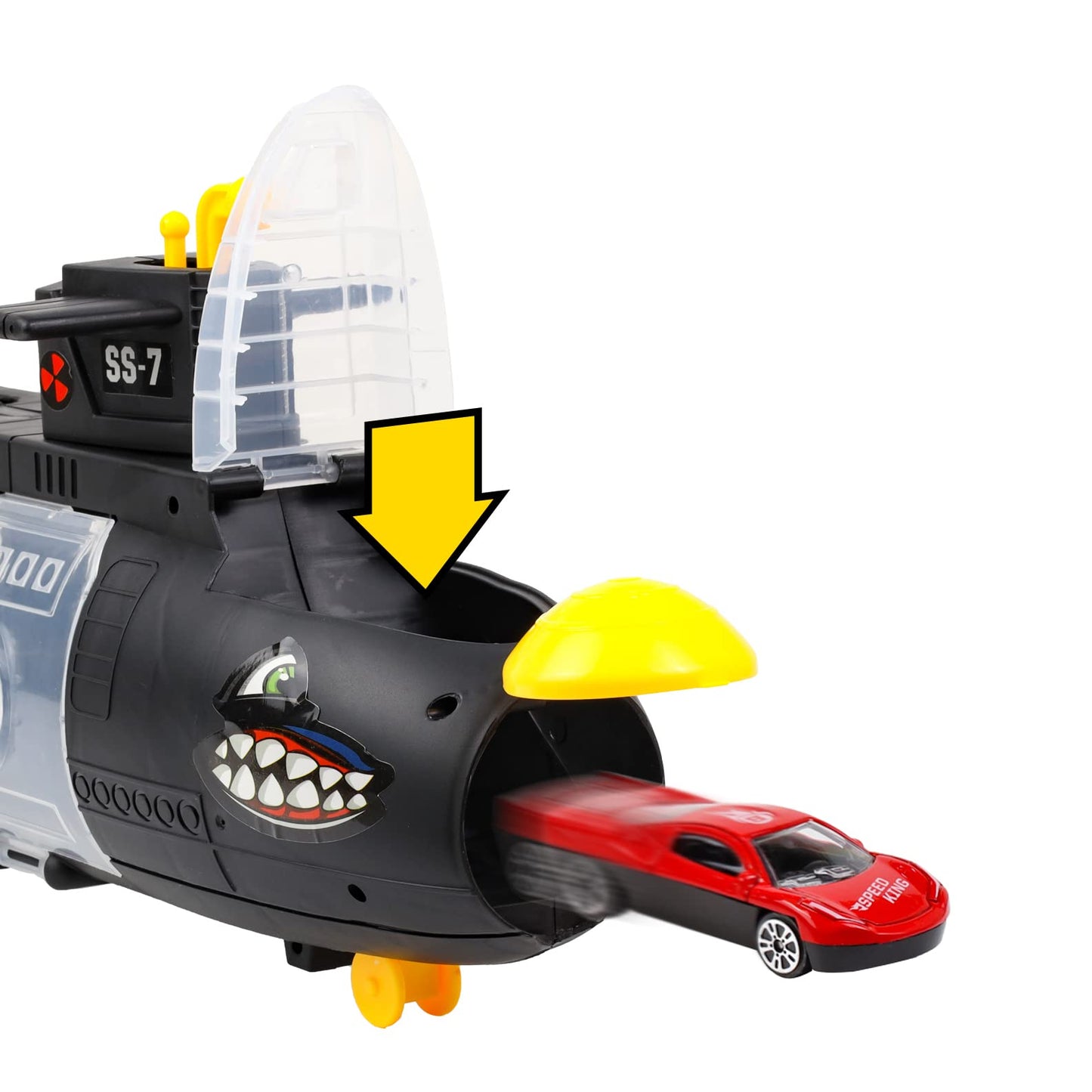 Kidplokio 32pc Submarine Shark Diecast Toy Car Carrier Boys Play Set, Ages 3 and Up