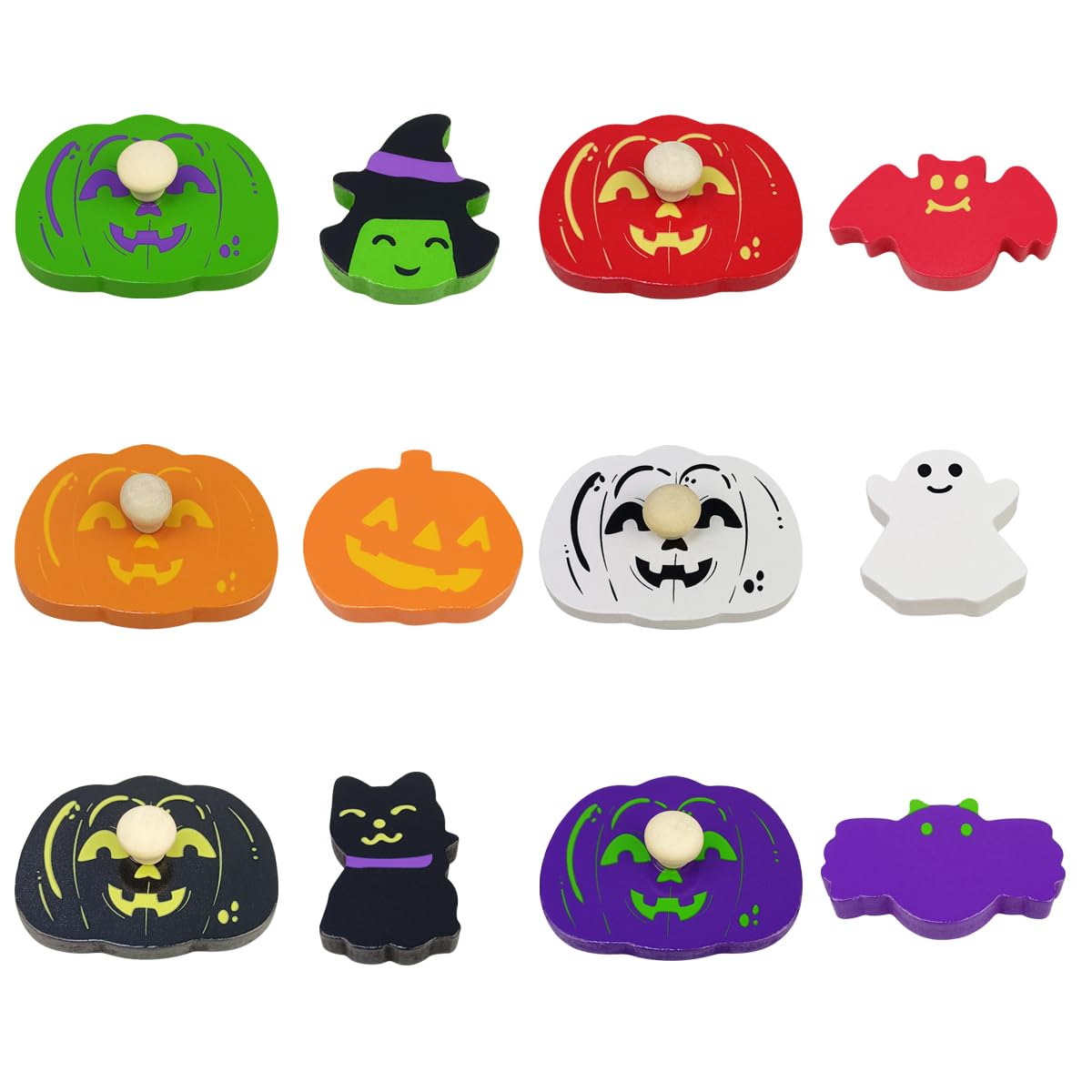 OCBTOW Halloween Pumpkin Wooden Pegged Puzzles Montessori Toys for Toddlers Kids Boys Girls Halloween Party Favors Treat Bags Gifts