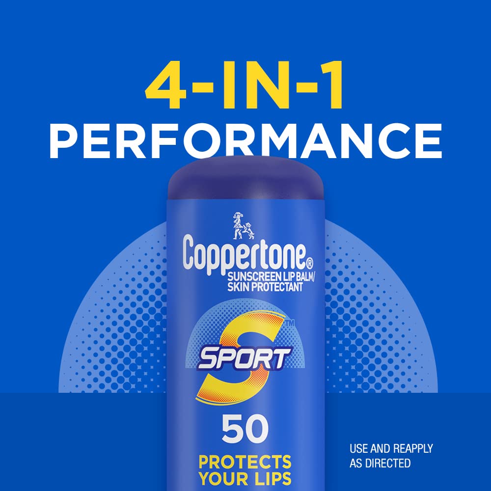 Coppertone Sport Sunscreen Lip Balm, SPF 50 Sunscreen for Lips, Skin Protectant, 0.13 Oz