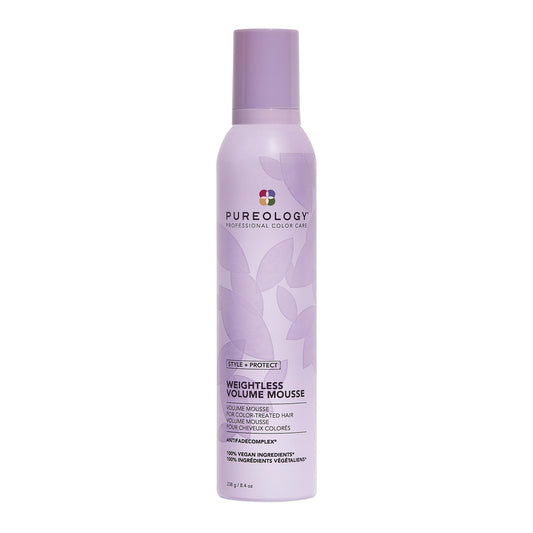 Pureology Style + Protect Weightless Volume Mousse 8.4 Oz | Lightweight Volumizing Mousse for Fine, Color-Treated Hair | Sulfate-Free & Vegan