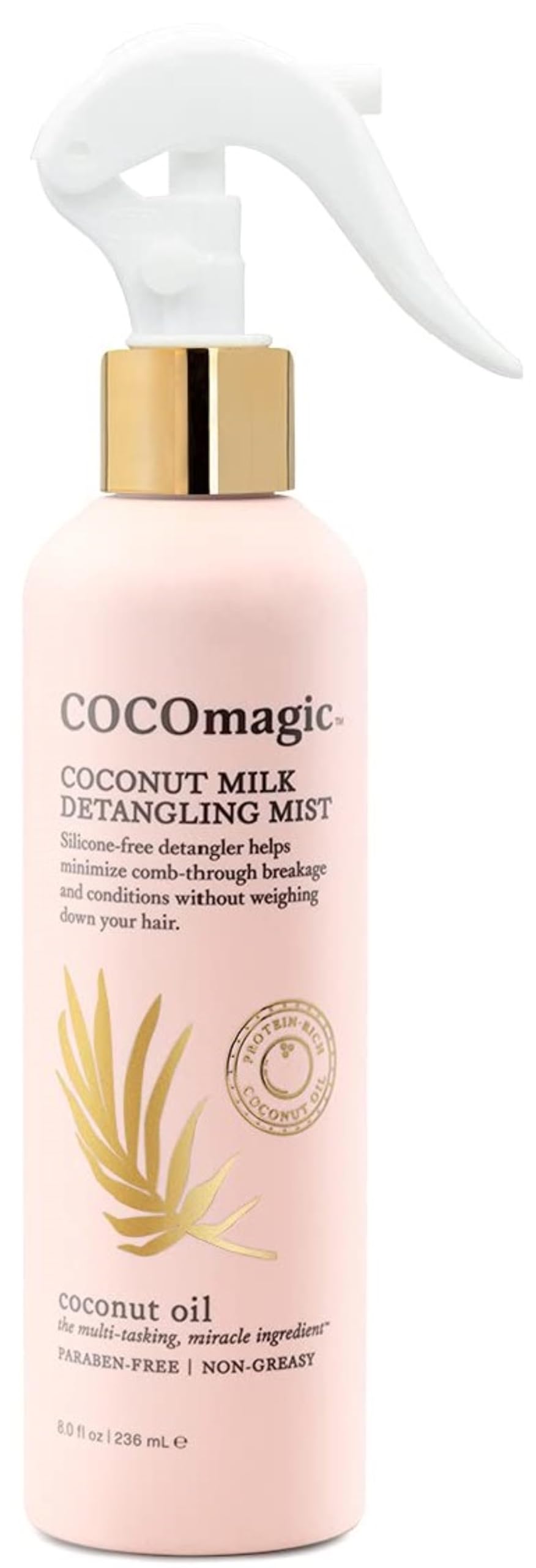 Cocomagic Coconut Milk Detangling Mist – Extra Moisturizing Leave-In Spray to Restore Shine & Smoothness | Non-Greasy, Paraben-Free, Cruelty-Free, 8 oz