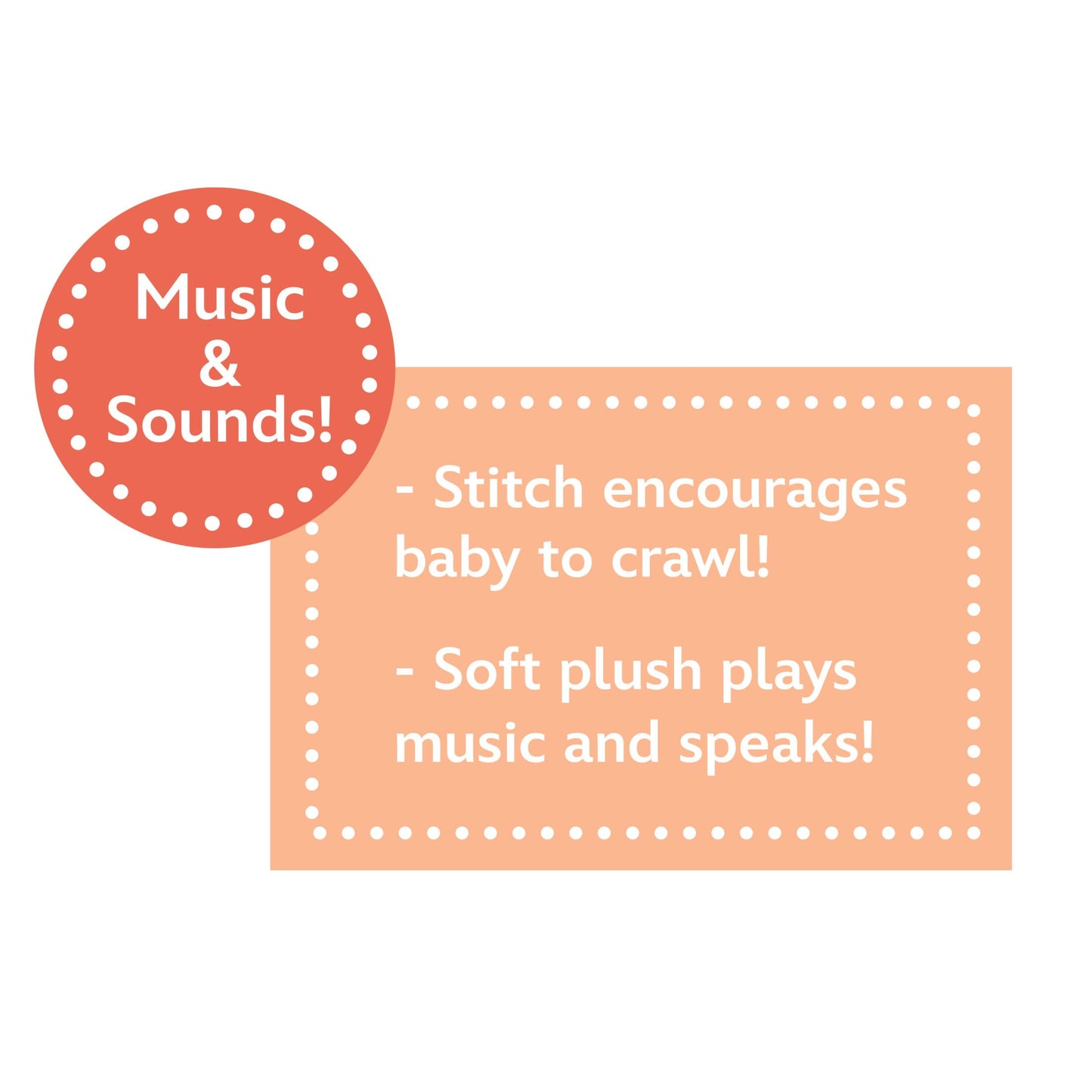 Just Play Disney Baby Musical Crawling and Talking Pals, Stitch, Interactive Plush Toy, Kids Toys for Ages 09 Month