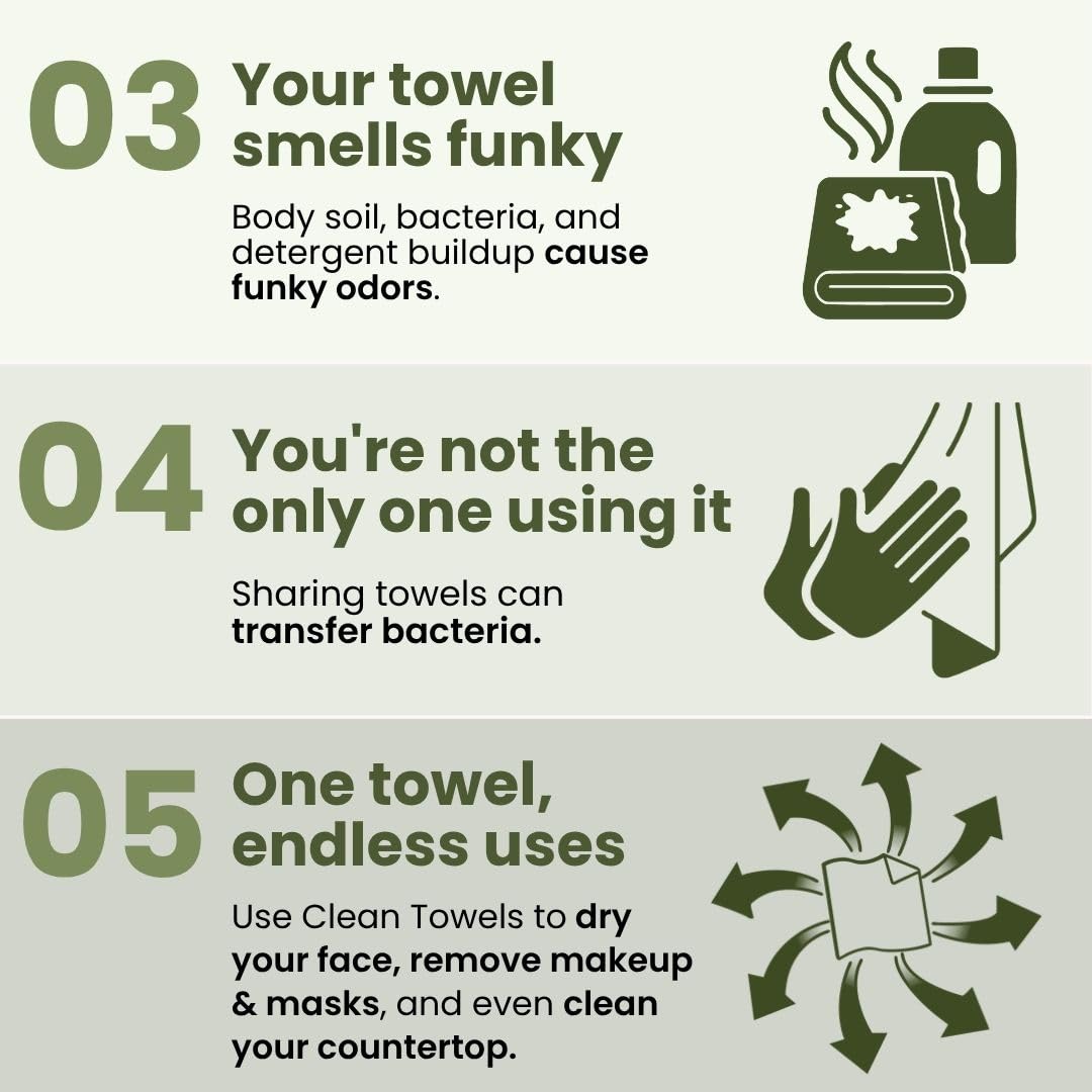 Clean Skin Club Bamboo Viscose Clean Towels XL – 100% USDA Biobased Disposable Face Towels, Ultra Soft Makeup Remover Dry Wipes, 50 Count