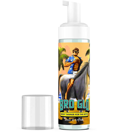 Bro Glo Self Tanner for Men – Quick Foam Mousse, Oil-Free, Water-Based, Fast-Drying, Natural Sun-Kissed Bronze, 6.76 fl oz