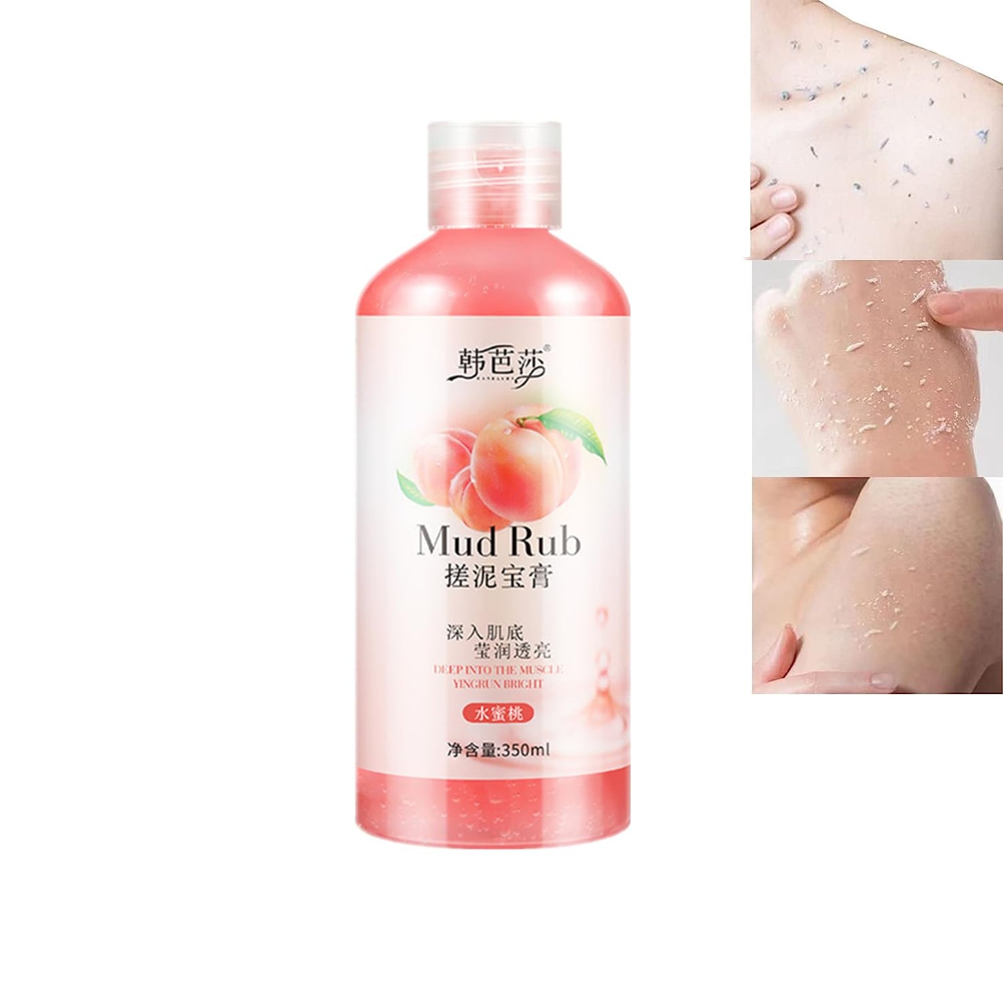Rubbing Mud Gel & Scrub Cream – Exfoliating Body & Skin Cleanser, Mud Rubbing Artifact, Peach Scent, 350ML, 1PC