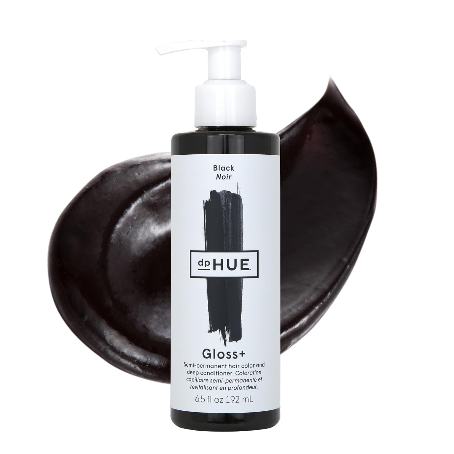 dpHUE Gloss+ Black, 6.5 oz | Semi-Permanent Hair Color & Deep Conditioner | Lasts Up to 8 Washes | Paraben & Sulfate-Free, Vegan