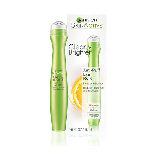 Garnier Clearly Brighter Anti-Puff Eye Roller with Caffeine & Vitamin C, Reduces Dark Circles & Under-Eye Bags, 0.5 fl oz, 1 Count