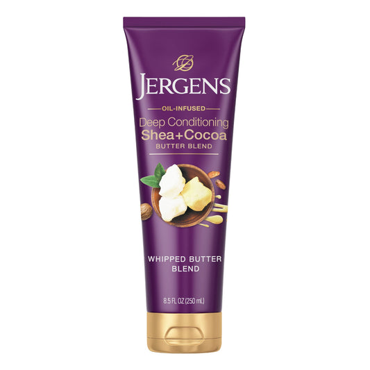 Jergens Shea and Cocoa Whipped Body Butter Lotion, Tone Enriching Hand And Body Lotion for Dry Skin, with Vitamins B3 & E, 8.5 Oz