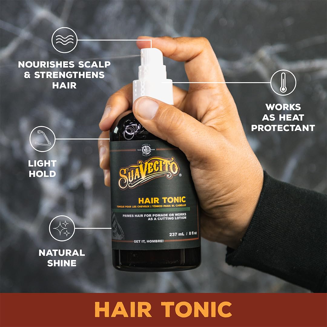 Suavecito Hair Tonic Spray 8oz | Nourishing Scalp Treatment with Rosemary & Witch Hazel | Alcohol, Paraben & Sulfate Free | Hydrates & Strengthens Hair