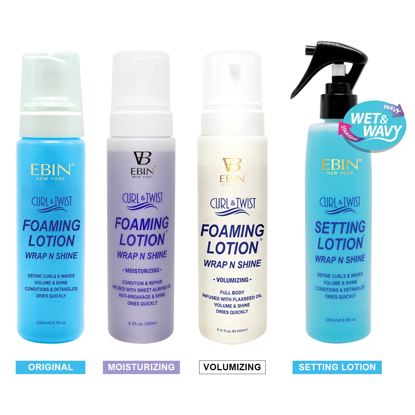 EBIN NEW YORK Curl & Twist Foaming Lotion 8.5 oz | Moisturizing, Hydrating & Smoothing Formula for Defined, Shiny, Long-Lasting Curls