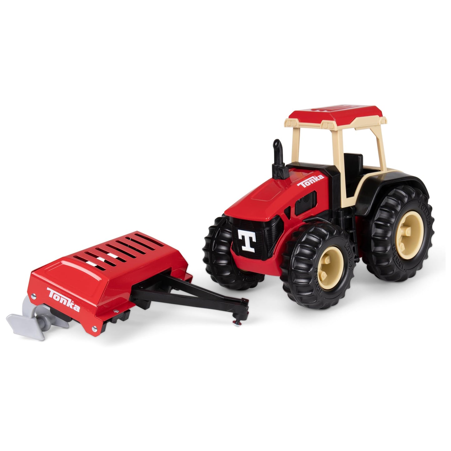 Tonka Steel Classics Farm Tractor & Plow – Red Steel & Plastic Toy Truck for Toddlers 3+, Boys & Girls, Birthday & Holiday Gift