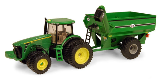 ERTL Big Farm John Deere Tractor Toy with J&M Grain Cart, 1:64 Scale Die-Cast Farm & Construction Toy for Kids 8+