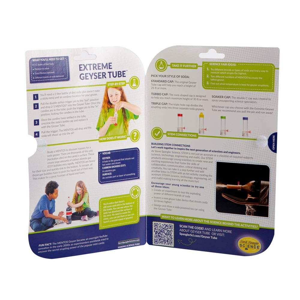 Steve Spangler Science Extreme Geyser Tube Kit for Kids – Mentos & Soda Experiment with Tube, Candy & Spray Caps – STEM Fun