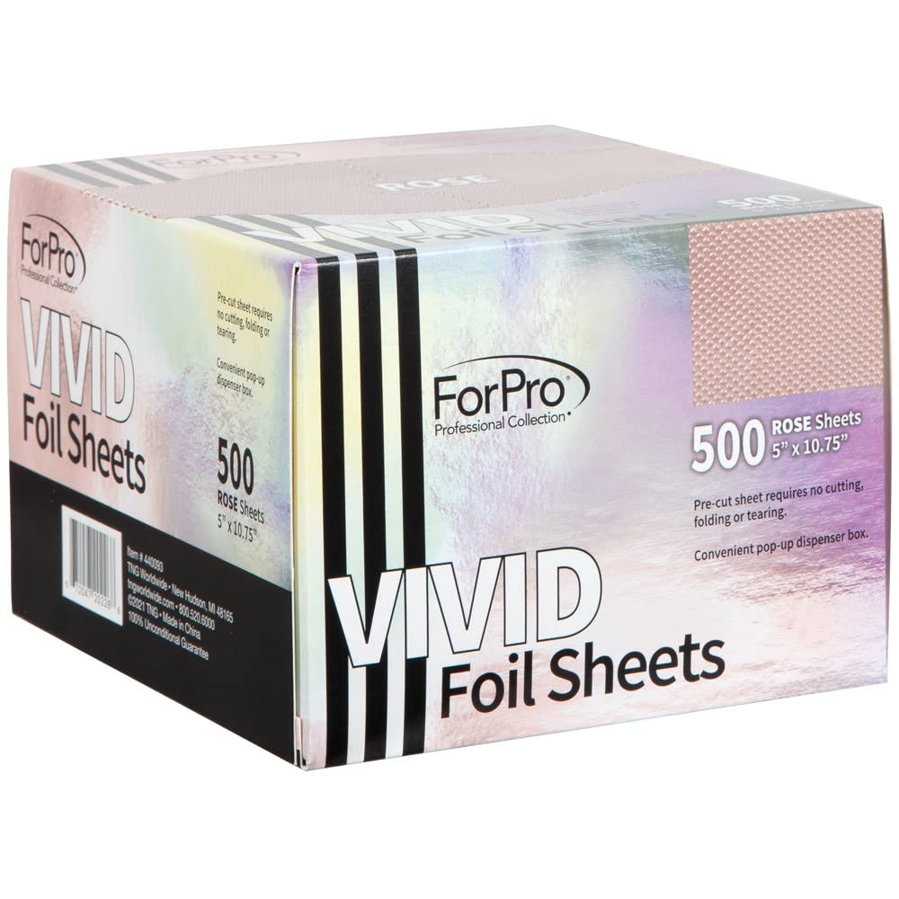 ForPro Vivid Rose Embossed Foil Sheets 500 Ct – Pop-Up Aluminum Foil for Hair Color & Highlights, 5”x10.75”, Food Safe, Professional Salon Use