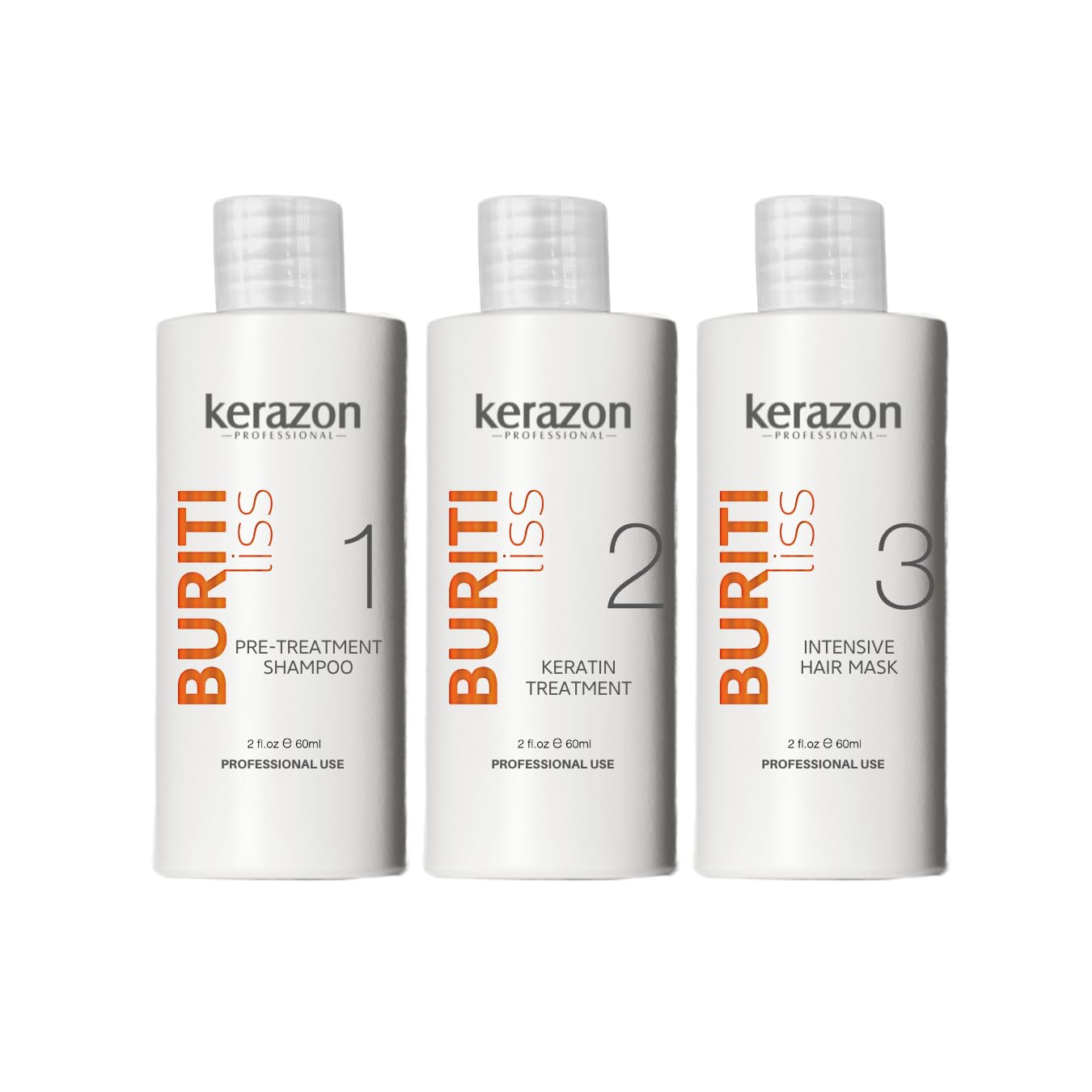 KERAZON Brazilian Keratin Treatment Buriti Liss Kit 2oz – At-Home Smoothing & Straightening System for All Hair Types, Long-Lasting Shine