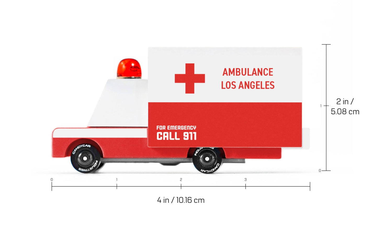 CANDYCAR® Wooden Diecast Collection - Ambulance Van, Premium Handcrafted Beech Wood Toy Car