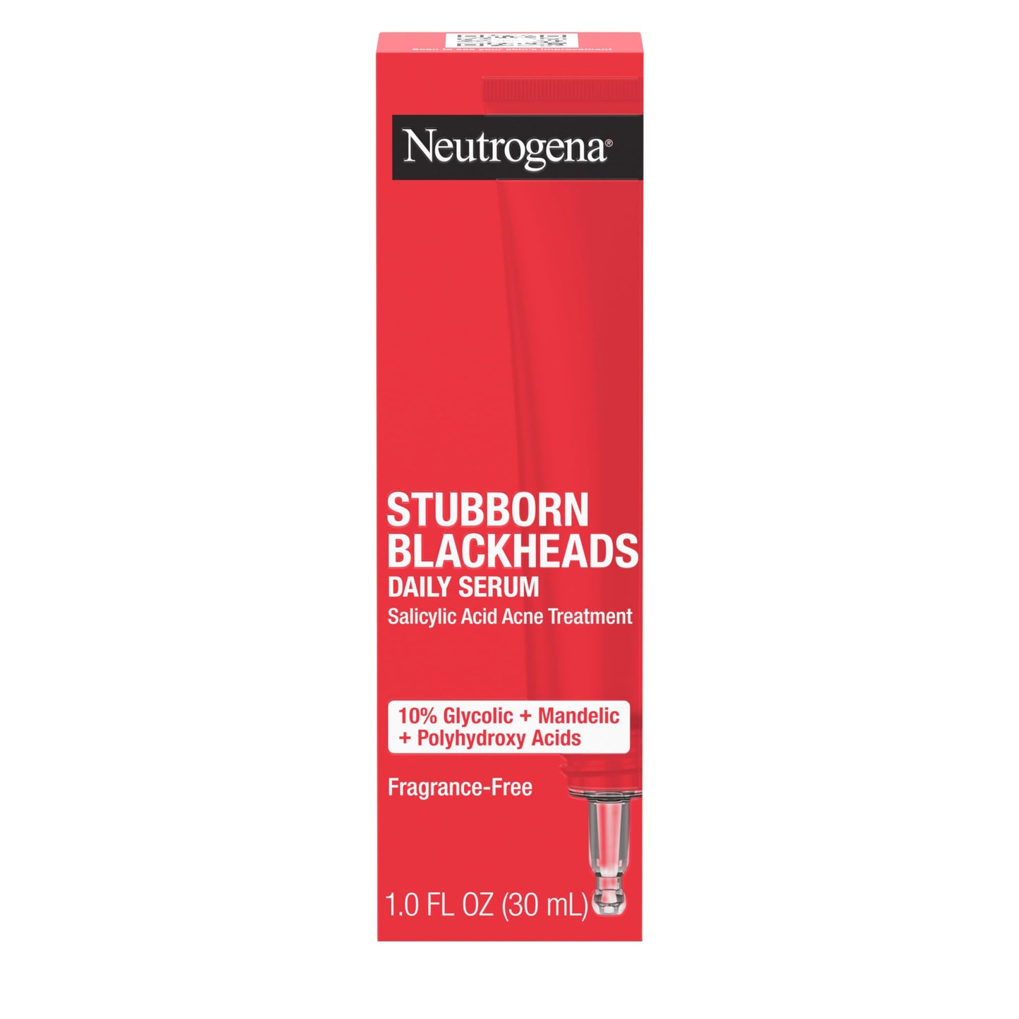Neutrogena Stubborn Blackheads Daily Acne Serum with Salicylic, Glycolic, Polyhydroxy & Mandelic Acids, Oil-Free Face Serum, 1 fl. oz