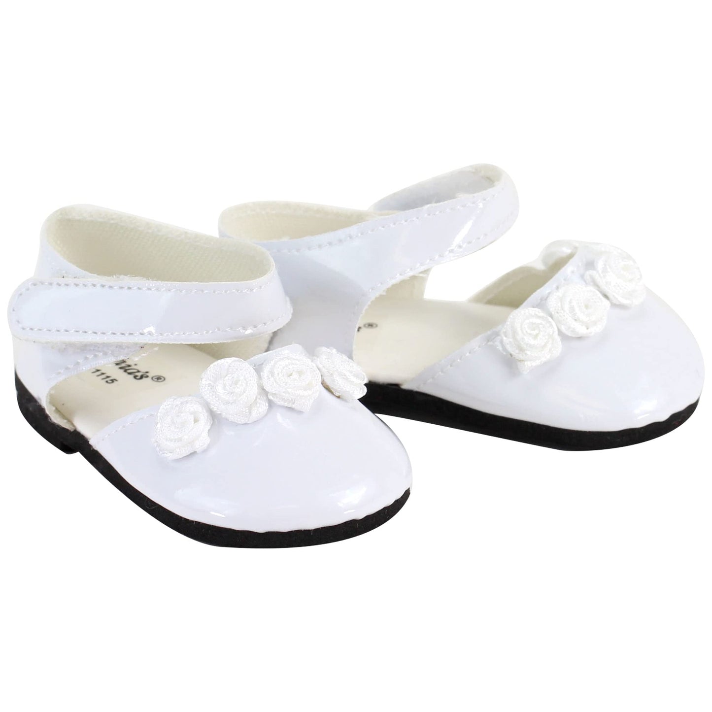 Sophia's Patent Leather Dress Shoes with Rose Detail and Strap for 18" Dolls, White