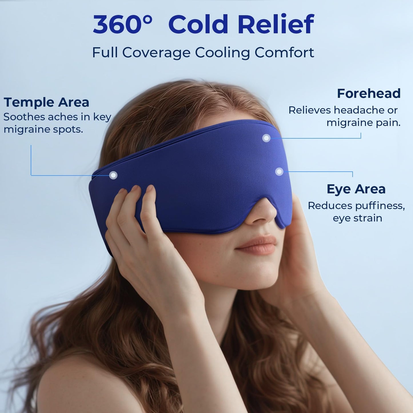 Cooling Gel Eye Mask for Puffy Eyes & Migraine Relief, Reusable Cold Compress, Dark Circles, Post-Surgery, Flexible Ice Pack (Blue)