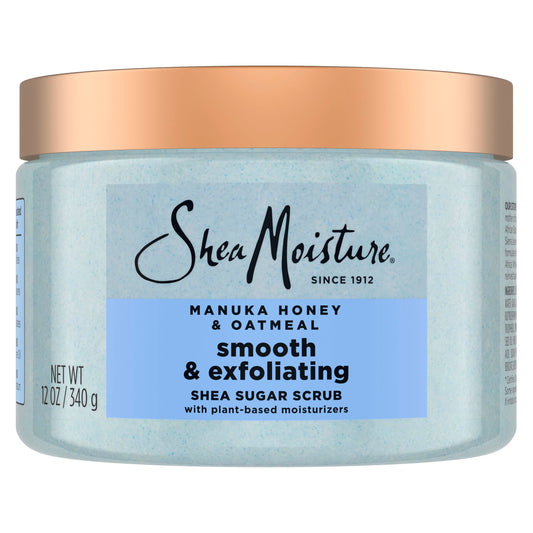 SheaMoisture Shea Sugar Body Scrub – Manuka Honey & Oatmeal, Smooth & Exfoliating, 24-Hour Shea Moisture Nutrients, 12 oz