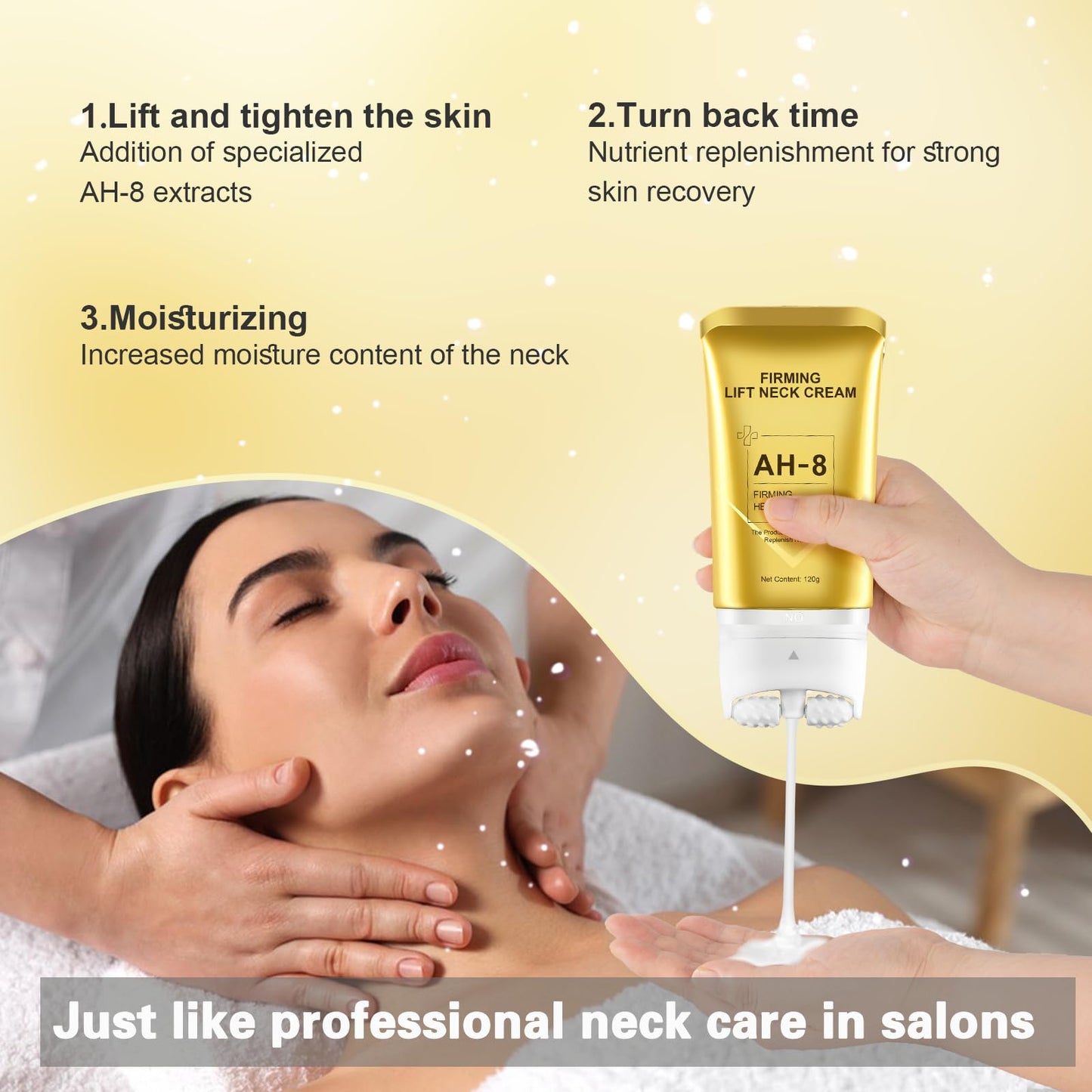 AH-8 Firming Neck Cream for Crepey Skin – Hexapeptide Moisturizing & Tightening Lotion for Women & Men, Day & Night Use
