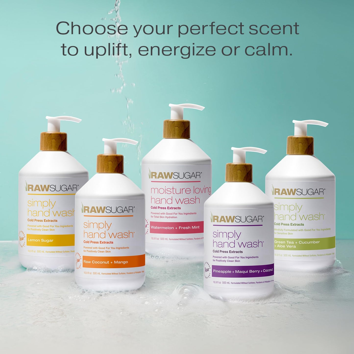 RAW SUGAR Lemon Sugar Liquid Hand Soap, 16.9 Fl Oz Pack of 3 – Gentle, Sulfate & Paraben-Free Hand Wash for Kitchen & Bathroom