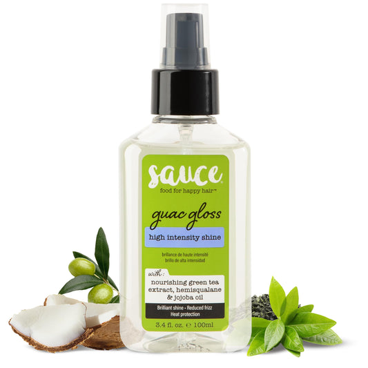 SAUCE BEAUTY Guac Hair Gloss 3 Fl Oz | High Shine Hair Serum with Jojoba Oil, Green Tea & Squalane | Smooth, Frizz Control & Vegan Formula