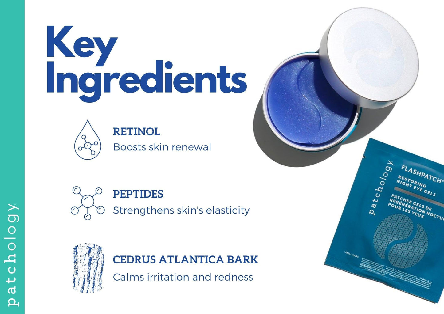 Patchology Restoring Eye Gel Patches with Retinol & Collagen - Anti-Aging Eye Masks for Dark Circles, Puffy Eyes & Wrinkles, 30 Pairs