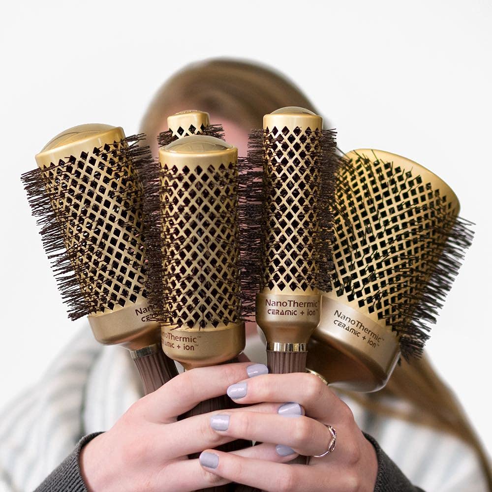 Olivia Garden NanoThermic Ceramic + Ion Round Brush 2¾" NT-64 | Pro Blowout Brush for Normal to Thick Hair, Smooth & Volumizing Styling