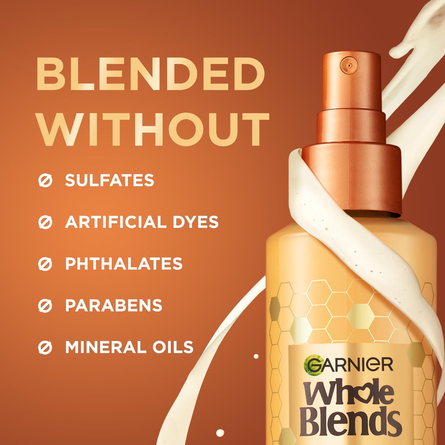 Garnier Whole Blends Hair Honey Milk 450F Heat Protectant Spray, For All Hair Types With Up To 100 Hrs of Frizz Control, 8.5 Fl Oz, 2 Count