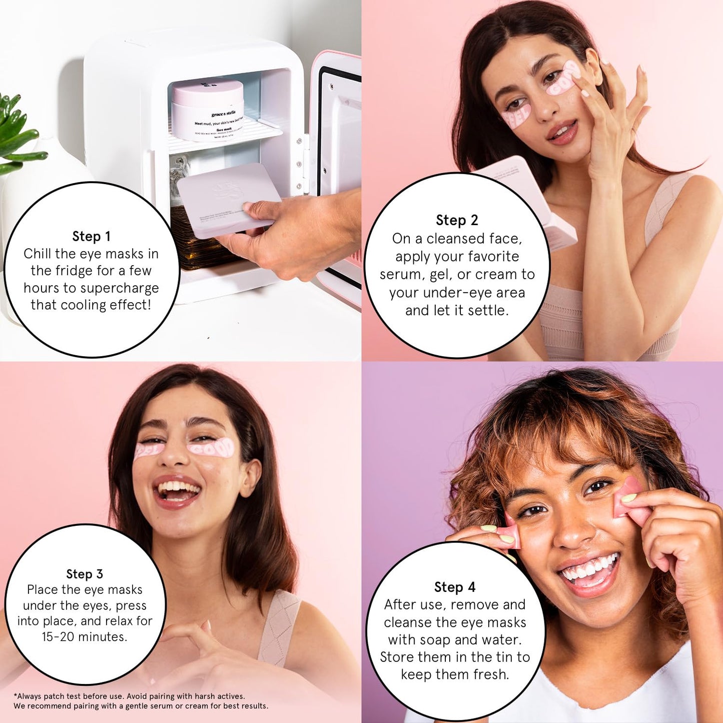 Grace & Stella Reusable Silicone Eye Patches for Dark Circles, Puffy Eyes Treatment, 1 Pair with Tin Case, Vegan & Cruelty-Free