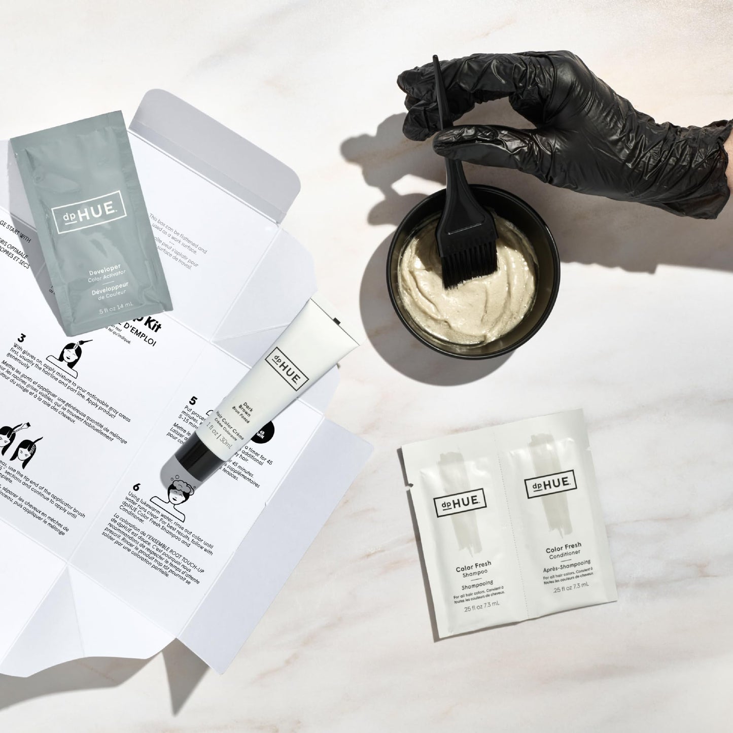 dpHUE Root Touch-Up Kit Dark Brown – Permanent Hair Color for Gray Coverage – 2 Applications – Paraben & Sulfate Free, Leaping Bunny Certified