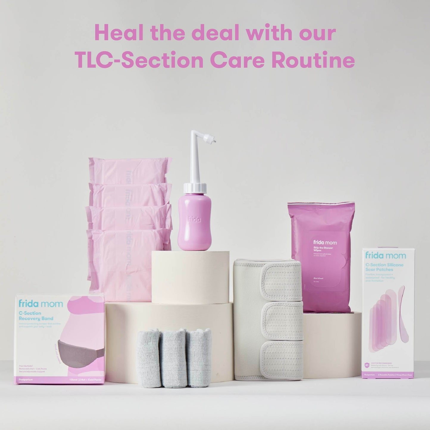 Frida Mom C-Section Silicone Scar Strips - Reusable Medical Grade Patches for C-Section Recovery, Keloid & Scar Treatment with Case & Pouch