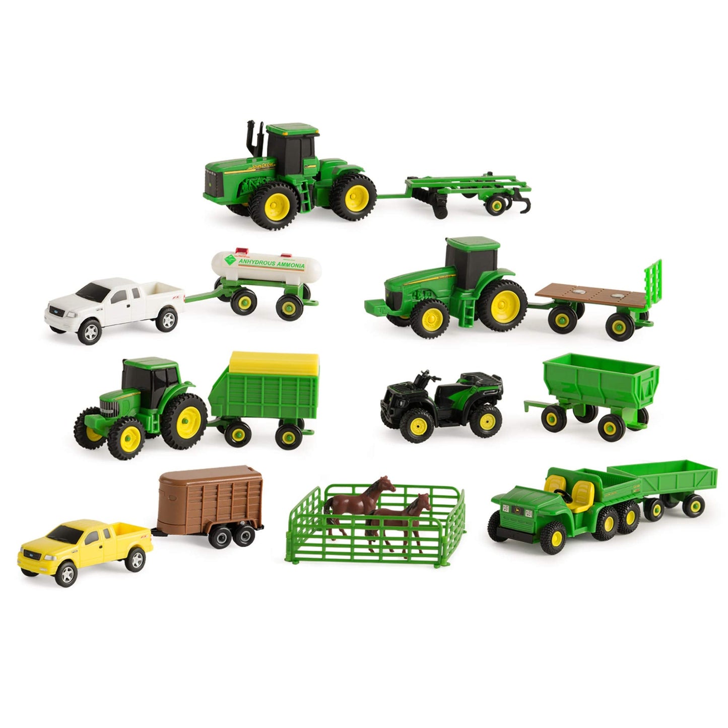 TOMY John Deere Toy Truck & Toy Tractor With Trailers 26-Piece Farm Toy Value Set