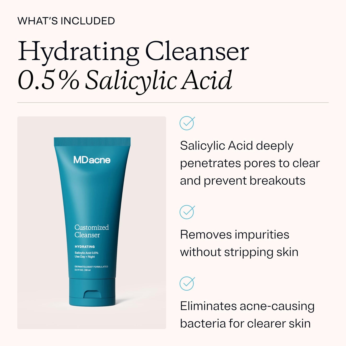 MDacne 3-Step Acne Treatment Kit – Benzoyl Peroxide 2.5% Cream, Salicylic Acid Cleanser, Niacinamide Moisturizer, 30-Day Medicated Kit