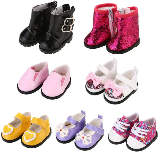 7 Pairs Doll Shoes Fits 14.5 Inch Doll American Wellie Wishers Doll Accessories