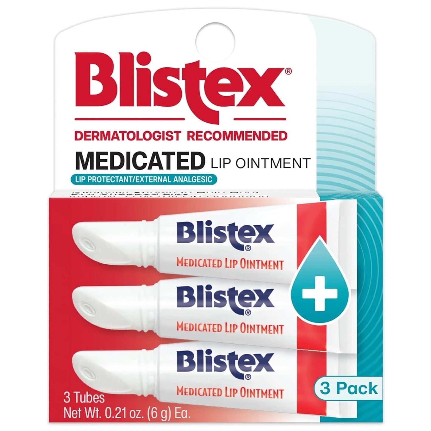 Blistex Medicated Lip Ointment, 0.21 oz Tube, Soothes Cold Sores & Chapped Lips, Pain Relief & Healing Ointment, 3 Count