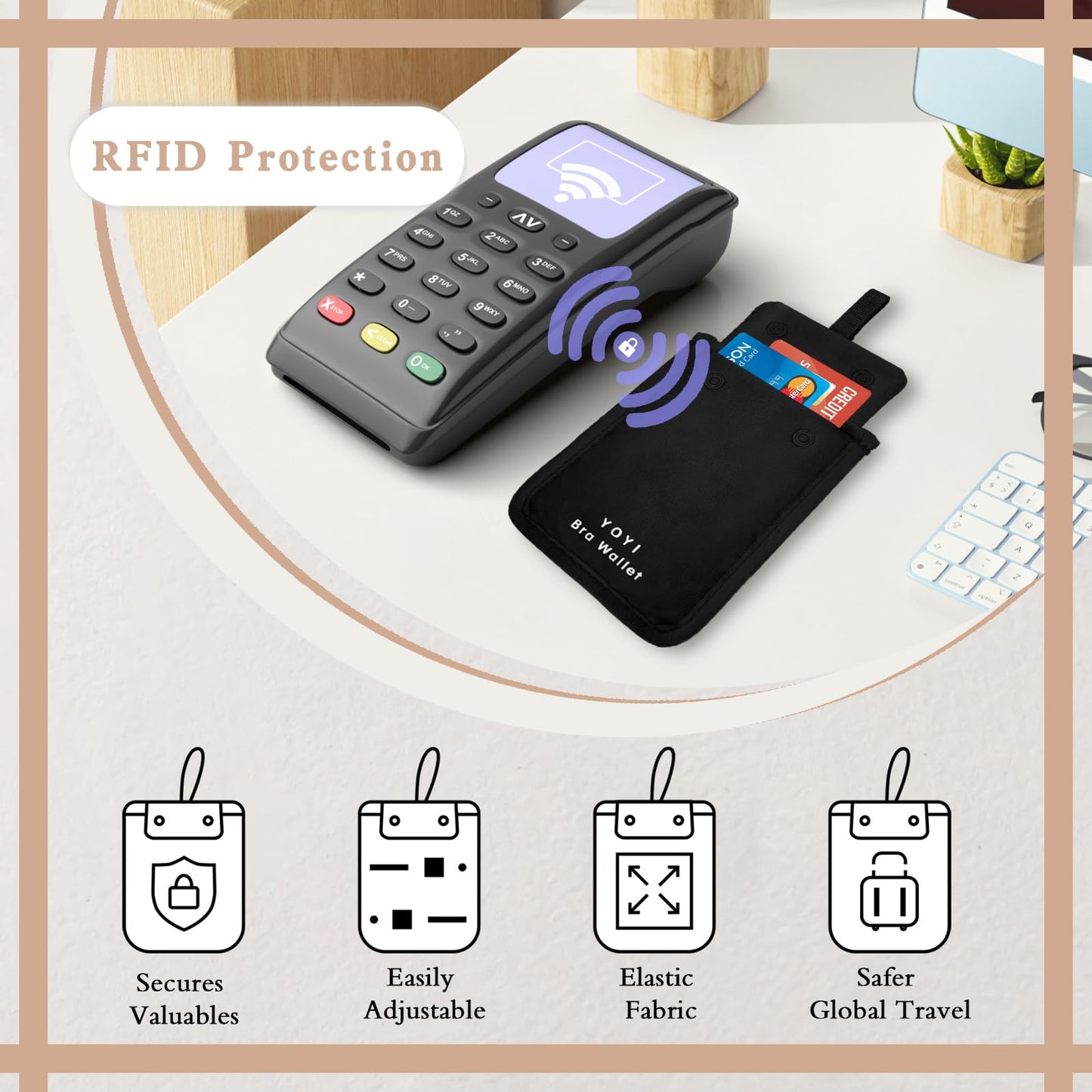 YOYI YOYI Bra Wallet – Hidden Money Pouch with RFID Fabric, Secret Stash Pocket & Neck Strap for Secure Cash, Cards & Valuables