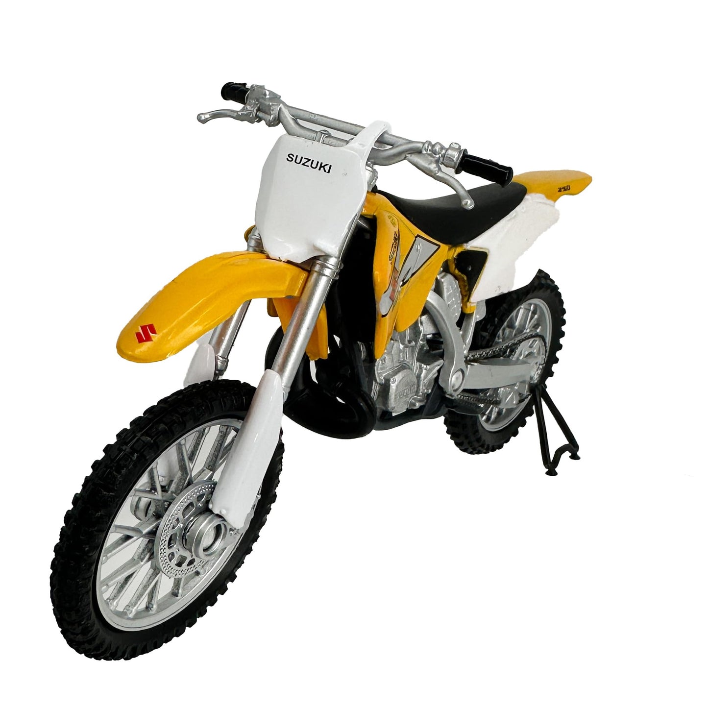 Welly Die Cast Motorcycle Yellow Suzuki RM250, 1:18 Scale, Collectible Model Dirt Bike