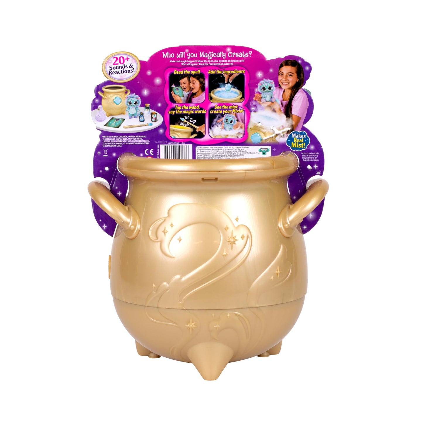 Magic Mixies Gold Cauldron with 8" Plush – Add Magic Ingredients & Follow Spell Book to Reveal Who You Magically Create
