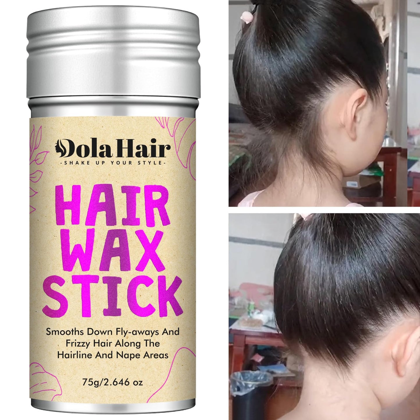 Dolahair Hair Wax Stick - Flyaway Control and Styling Pomade for Kids, Women, and Men - Hair Bun Maker and Accessorie (1 Pack of Wax)