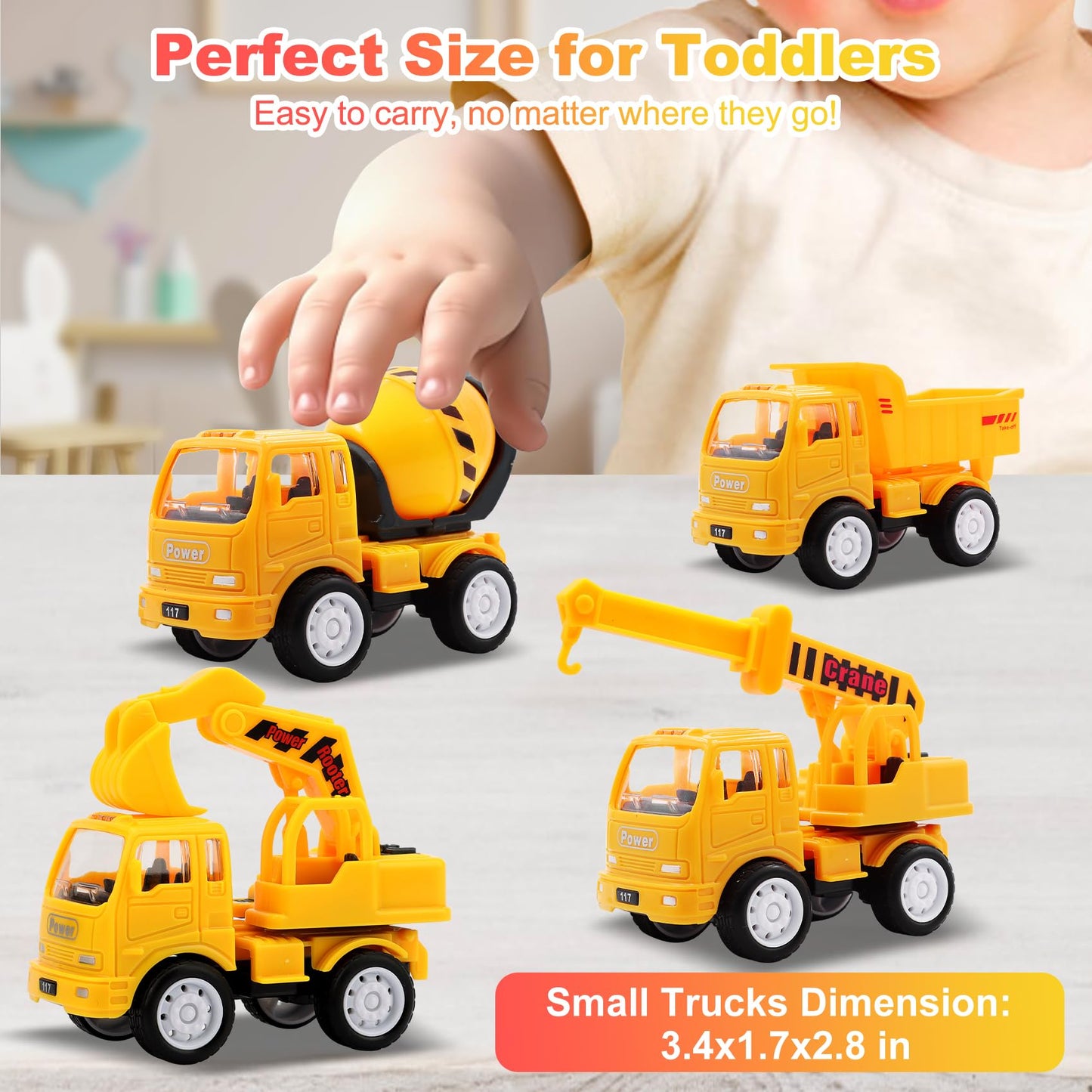 Nicmore 5-in-1 Construction Truck Toddler Toy Car – Gifts for Boys Ages 1-4, Carrier Playset for Birthday & Christmas