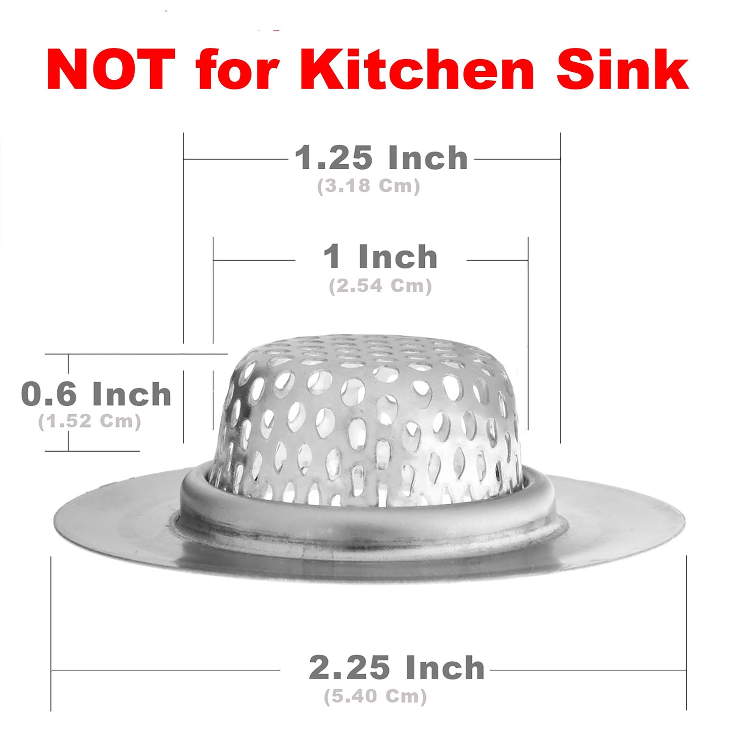 2 Pack Sink Strainer 2.25" Top, 1" Basket – Stainless Steel Hair Catcher for Bathroom, Utility, RV, Laundry – Hilltop Products